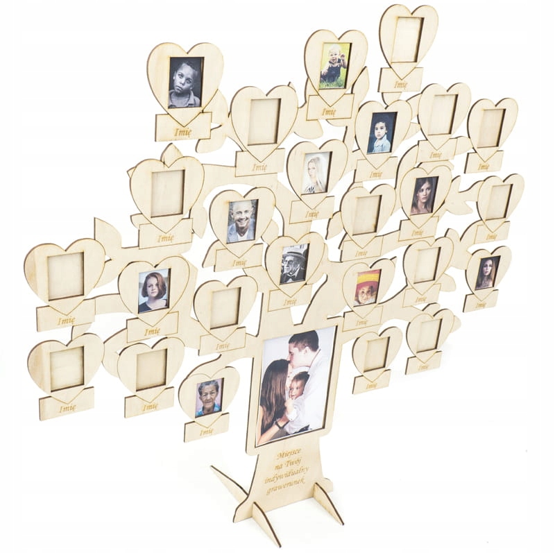 drzewo genealogiczne z sercami